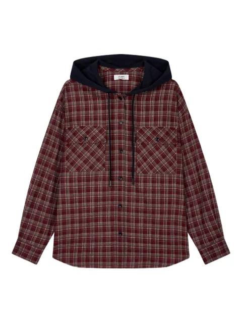 check-pattern hoodied shirt by TOMBOY