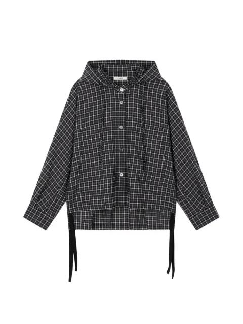 check-pattern hoodied shirt by TOMBOY