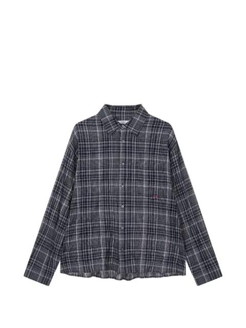 check-pattern pocket-detail shirt by TOMBOY