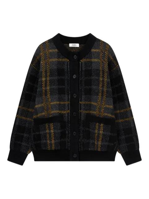 checkered crew-neck cardigan by TOMBOY