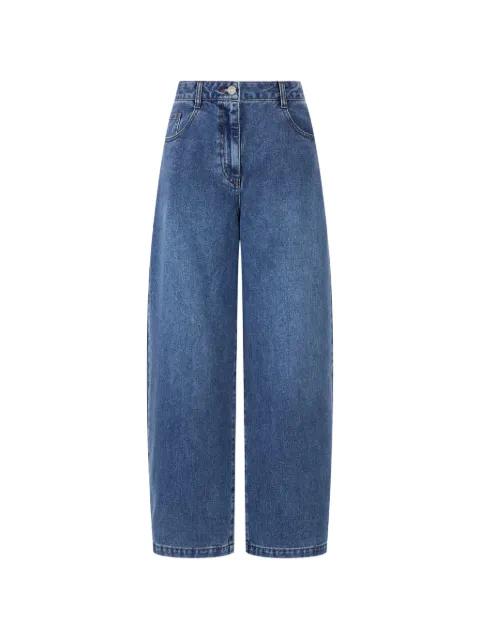 curved denim trousers by TOMBOY