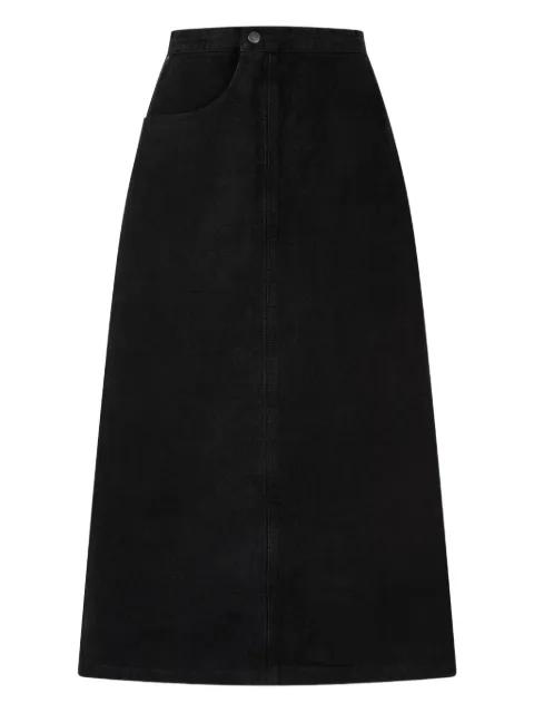 denim midi skirt by TOMBOY
