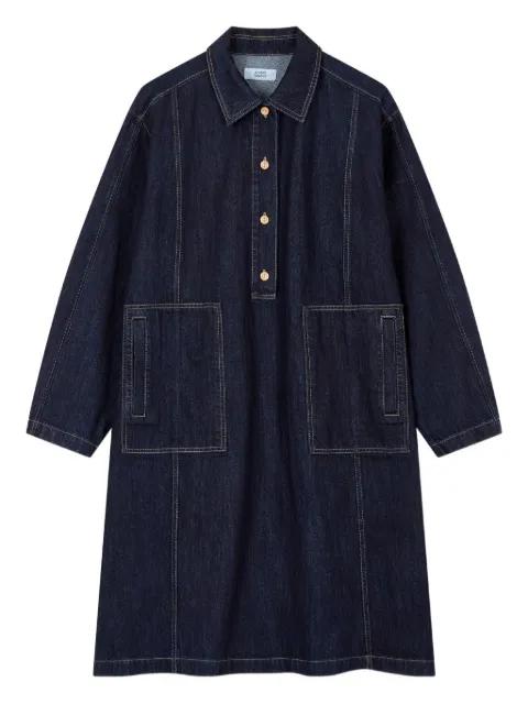 denim patch-pockets midi day dress by TOMBOY