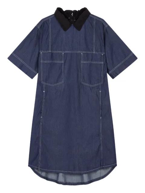 detachable-collar denim midi dress by TOMBOY