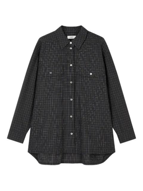 flap-pockets checked shirt by TOMBOY