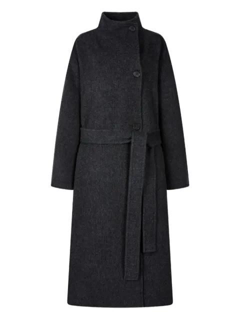 high-neck belted coat by TOMBOY