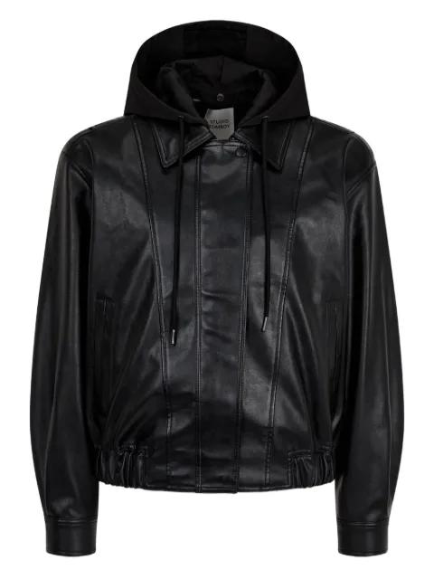 hoodied faux-leather jacket by TOMBOY