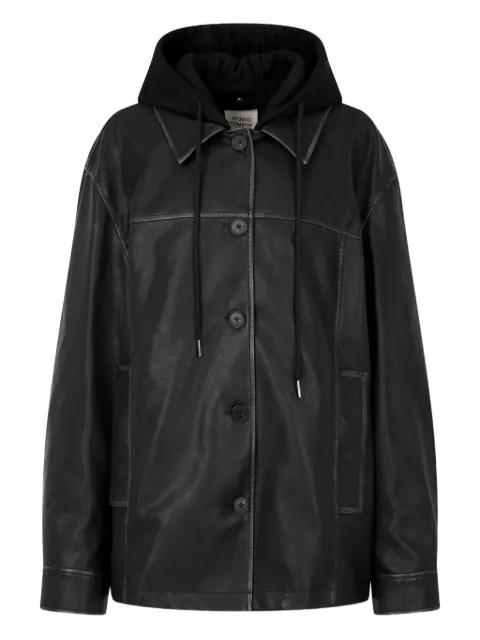 hoodied faux-leather jacket by TOMBOY