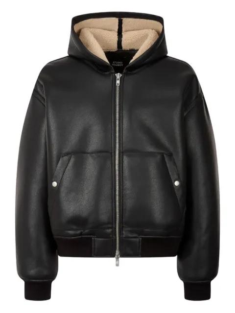 hoodied faux leather jacket by TOMBOY