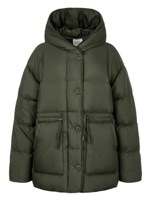 hoodied puffer jacket by TOMBOY