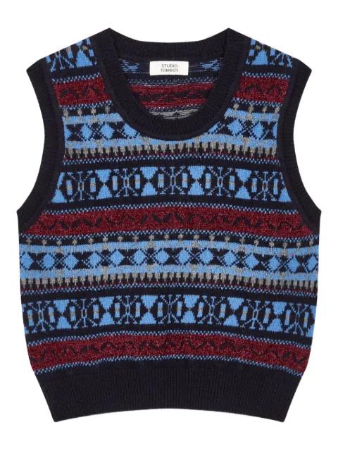 pattern rib knit vest by TOMBOY