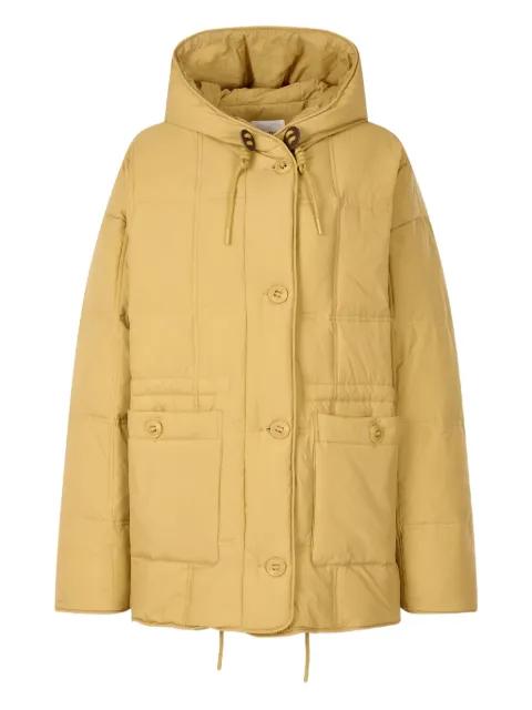 piping-detail hoodied puffer jacket by TOMBOY