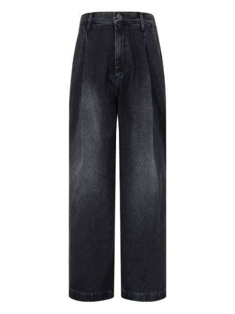 pleated denim trousers by TOMBOY