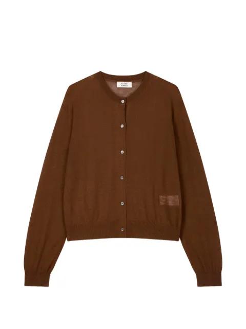 ribbed-trim button-up cardigan by TOMBOY