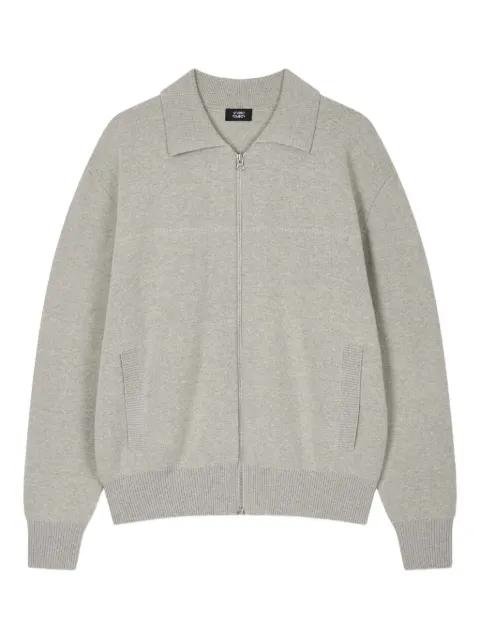 spread-collar zip-up cardigan by TOMBOY