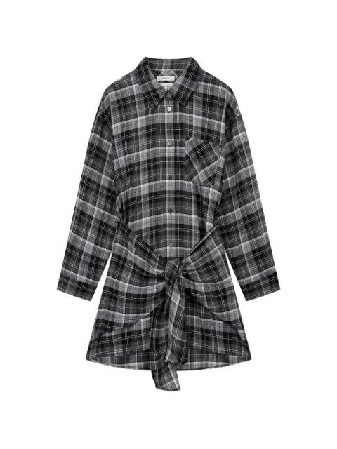 wrap-design checked shirt by TOMBOY