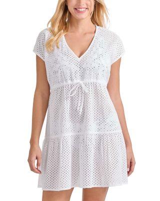 Eyelet Cove V Neck Swim Cover-Up Dress by TOMMY BAHAMA
