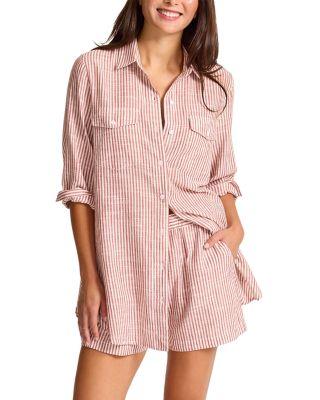 Shoreline Striped Boyfriend Shirt Swim Cover-Up by TOMMY BAHAMA