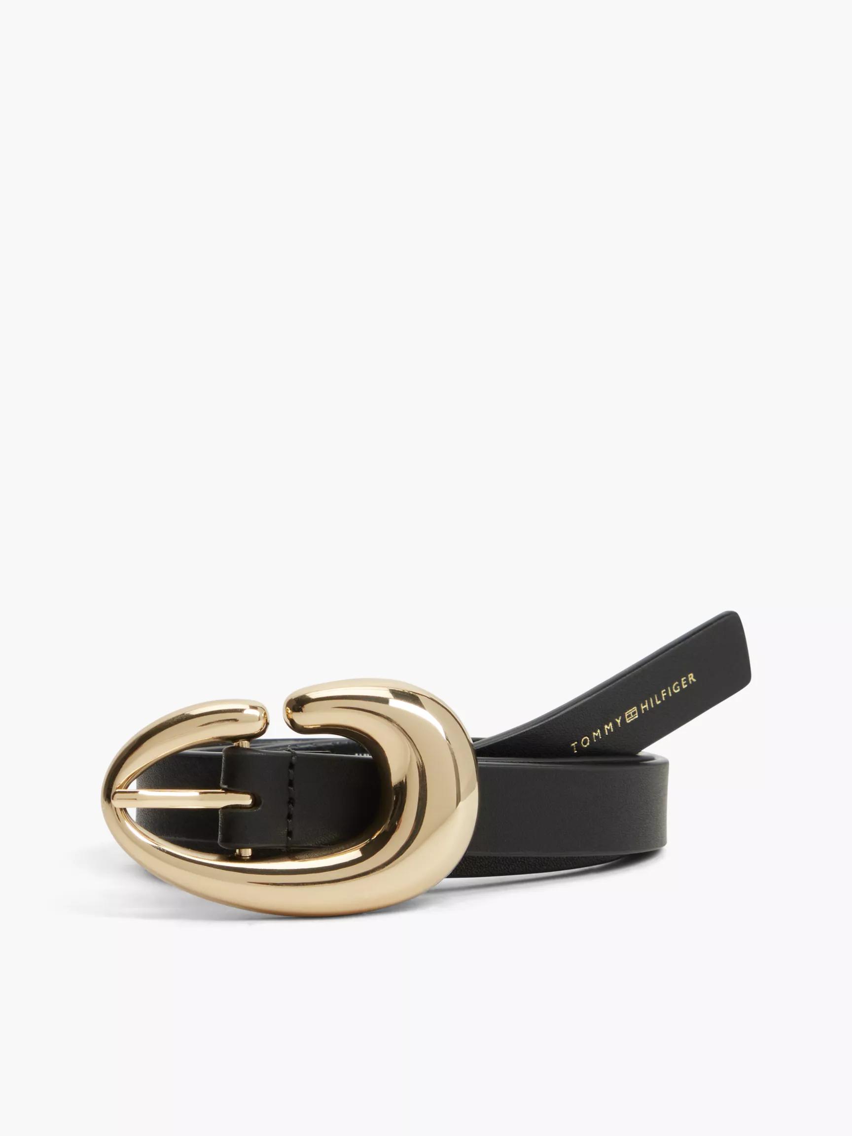 Abstract Buckle Leather Belt by TOMMY HILFIGER