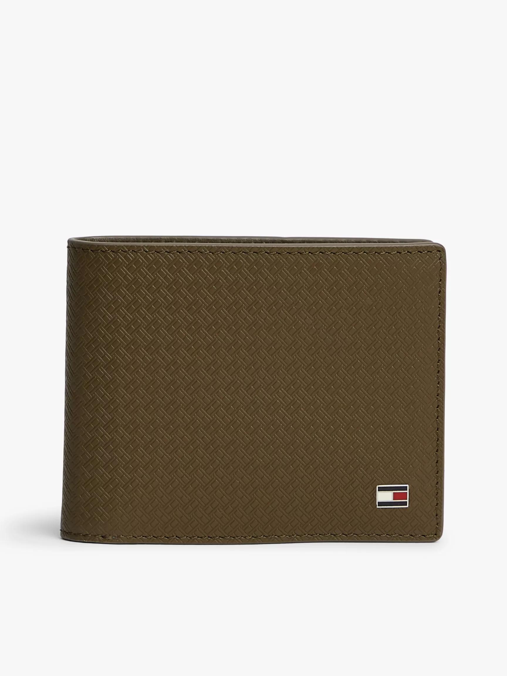 Allover Flag Logo Leather Bifold Wallet by TOMMY HILFIGER