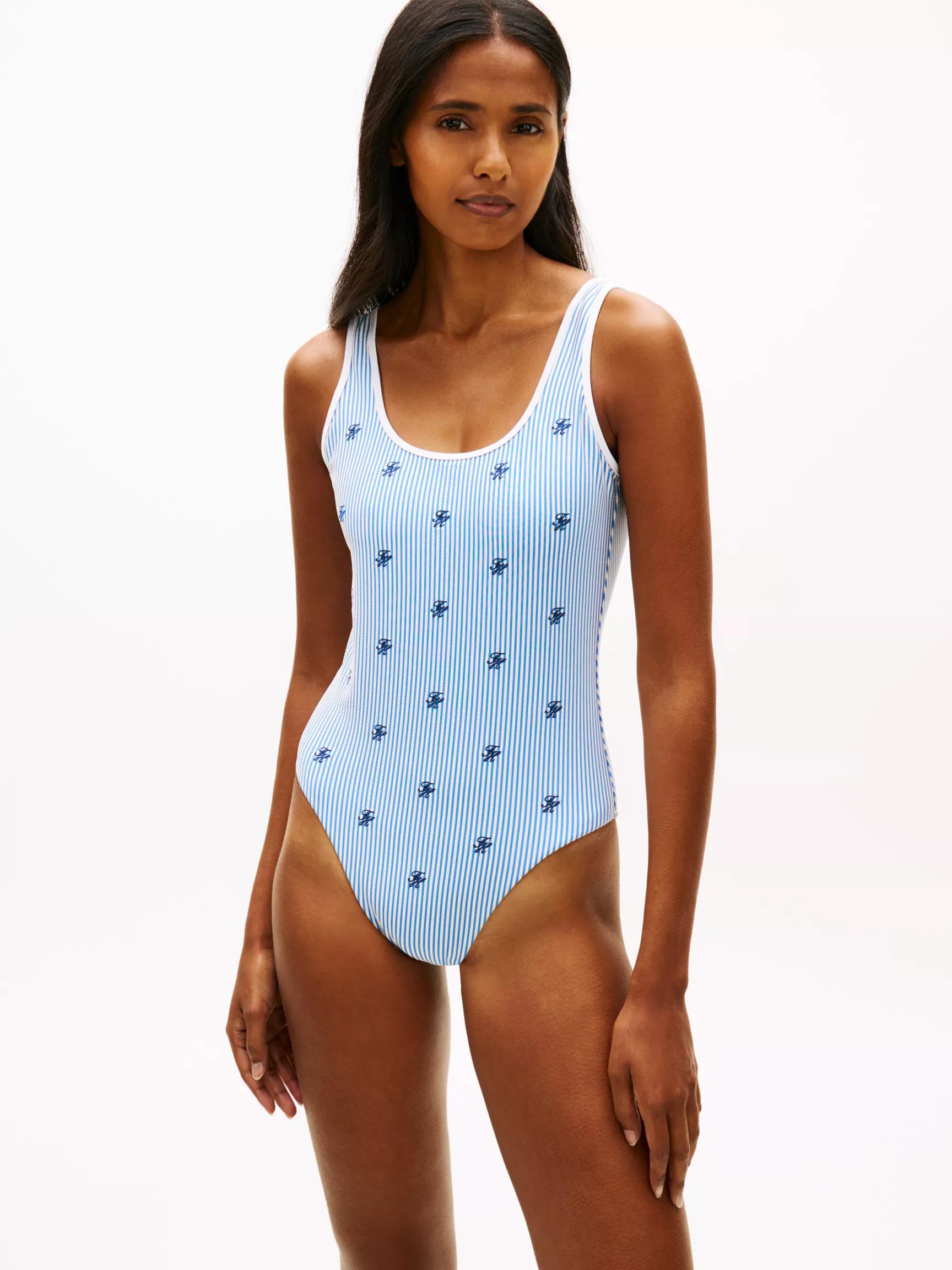 Allover Script Monogram Scoop Swimsuit by TOMMY HILFIGER