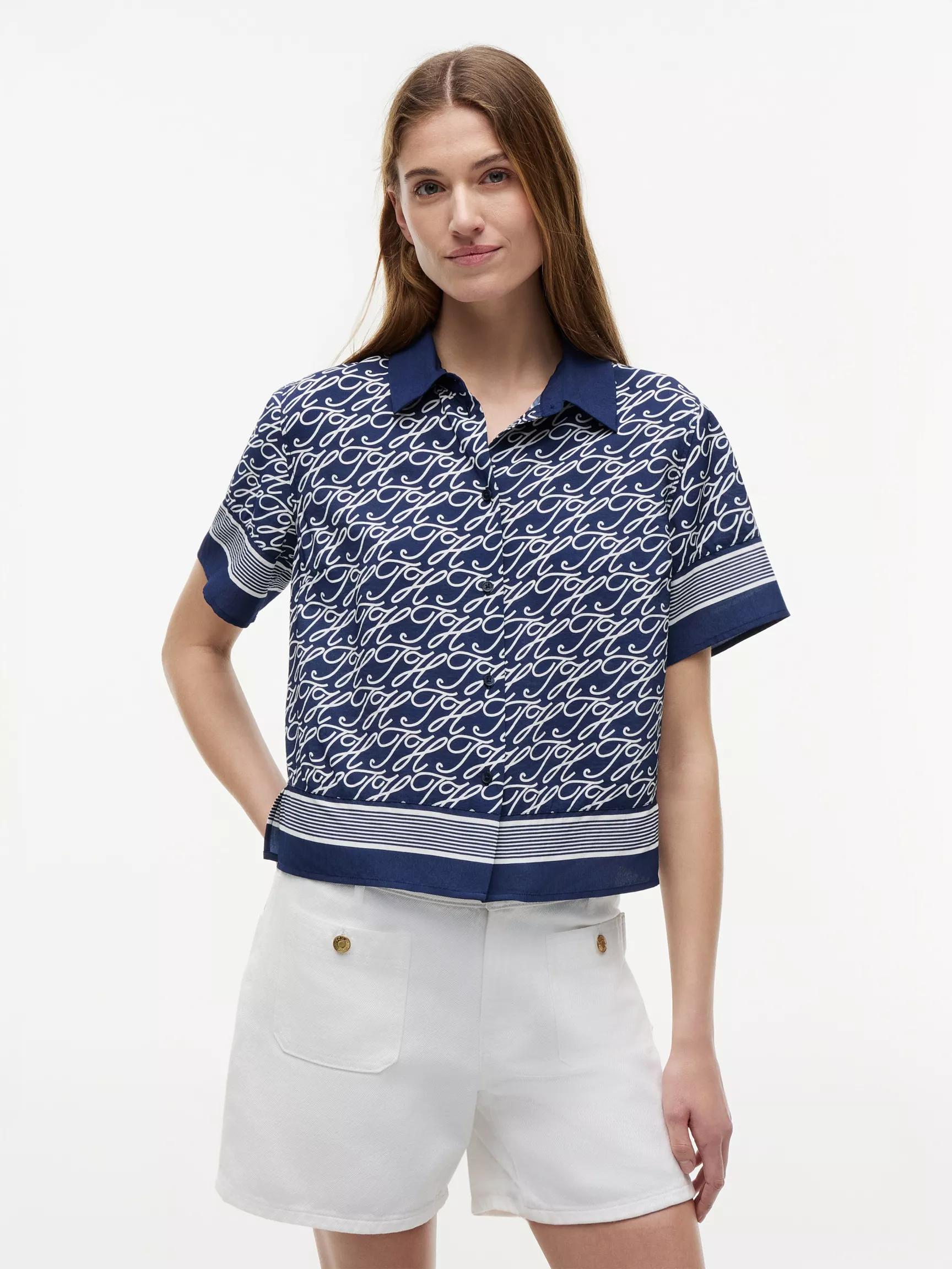 Allover Script Monogram Voile Shirt by TOMMY HILFIGER