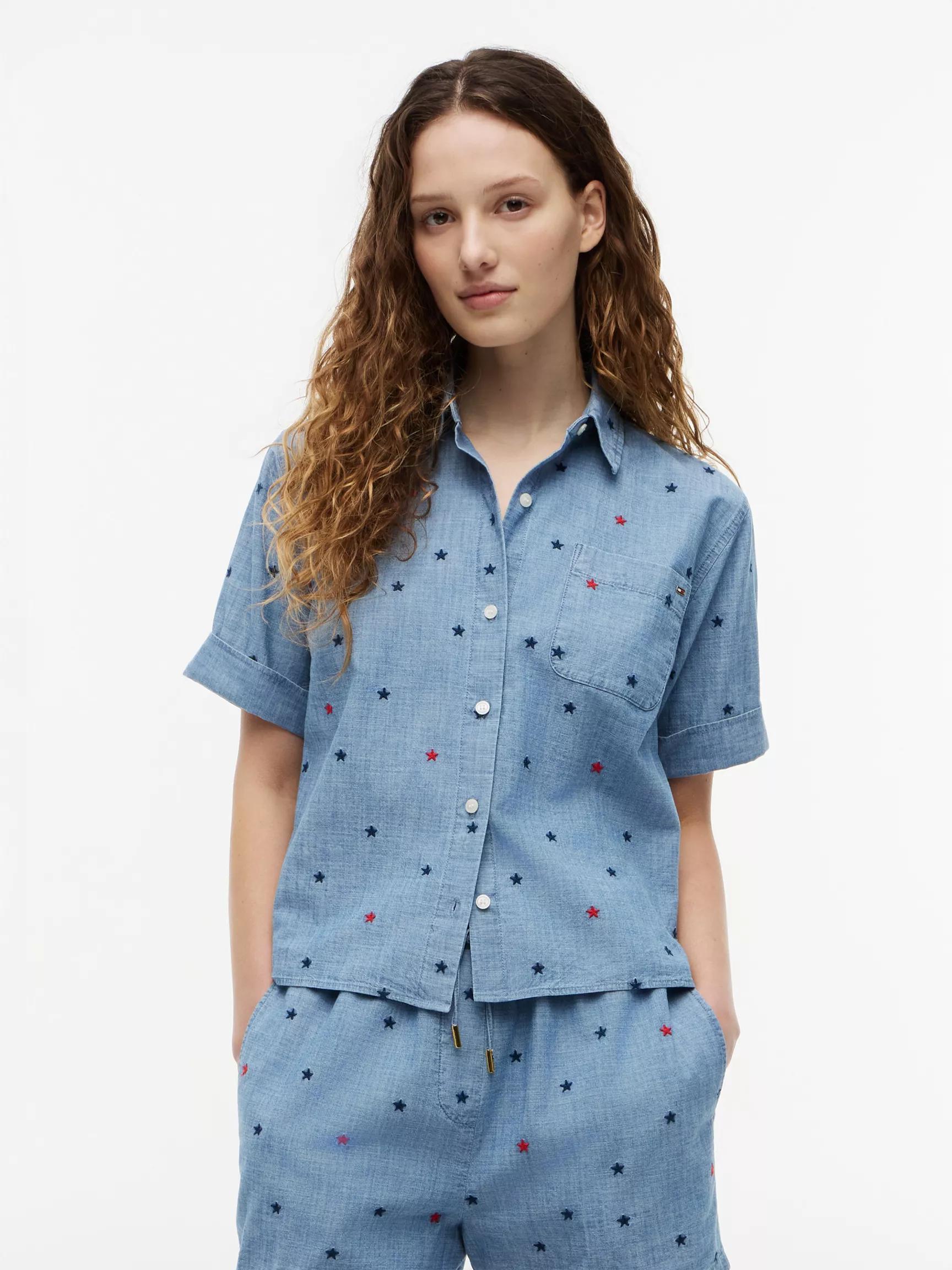 Allover Star-Embroidered Chambray Shirt by TOMMY HILFIGER