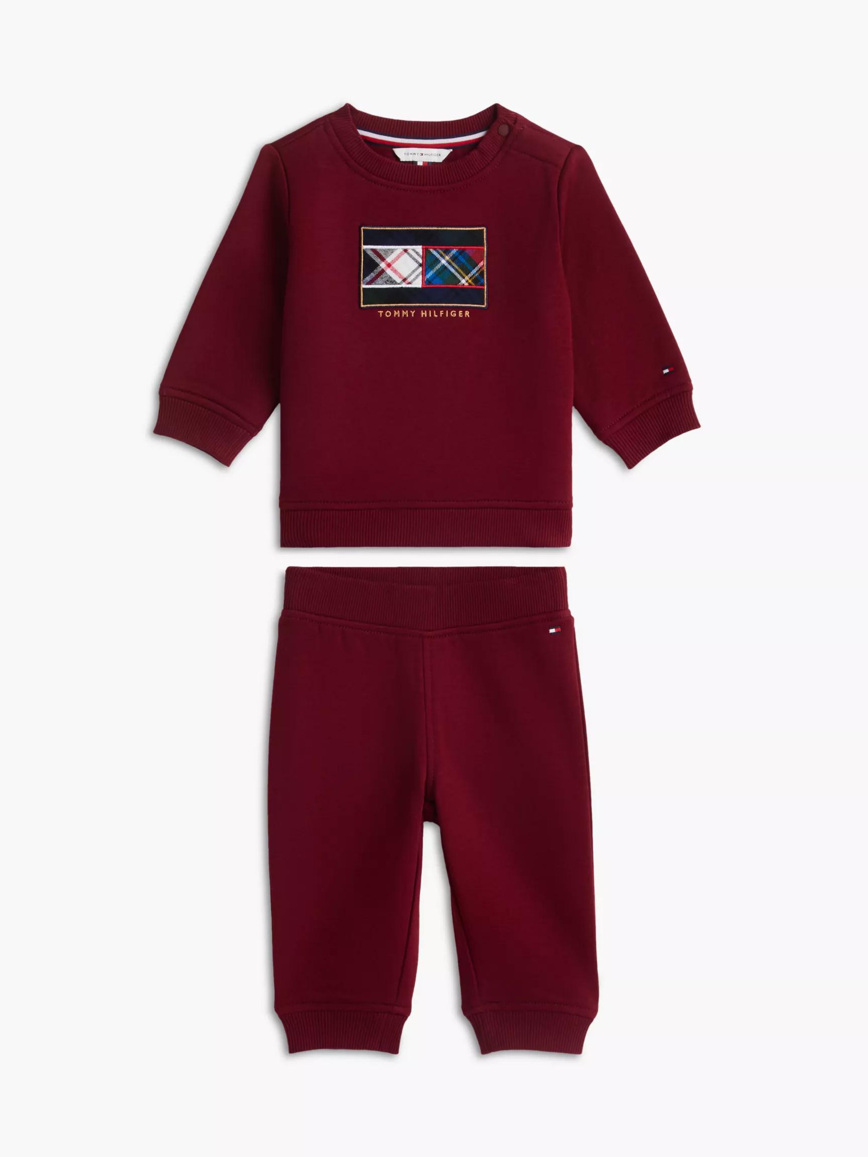 Babies' Plaid Flag Logo Sweatshirt & Pant Set by TOMMY HILFIGER