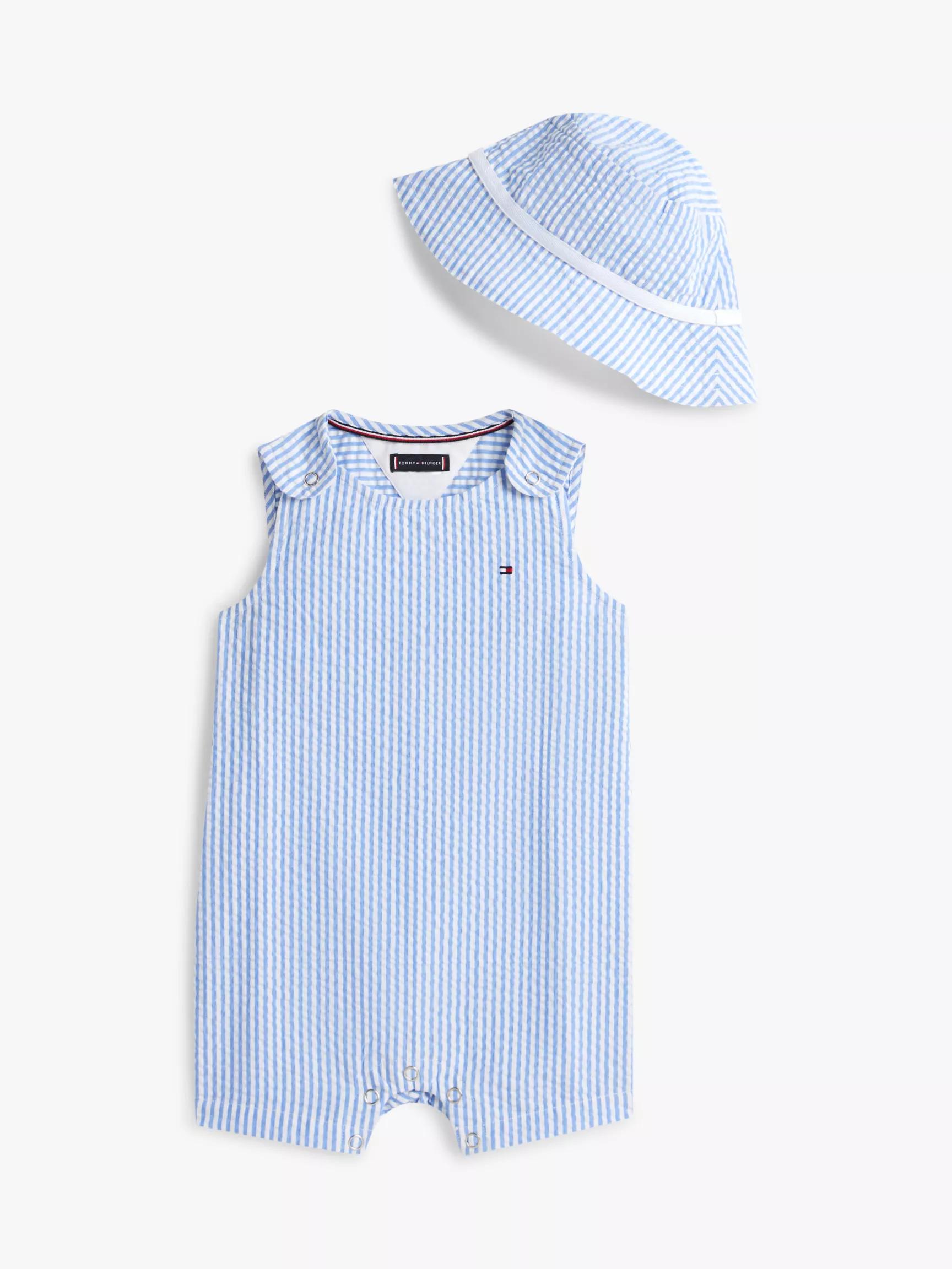 Babies' Seersucker Shortall & Hat Set by TOMMY HILFIGER