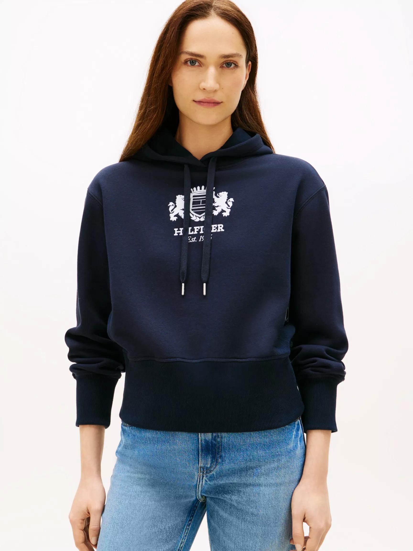 Badge Crest Logo Brushed-Back Hoodie by TOMMY HILFIGER