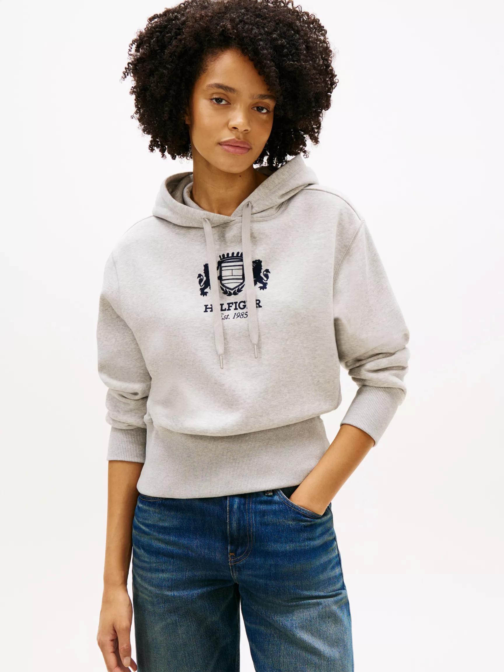 Badge Crest Logo Brushed-Back Hoodie by TOMMY HILFIGER