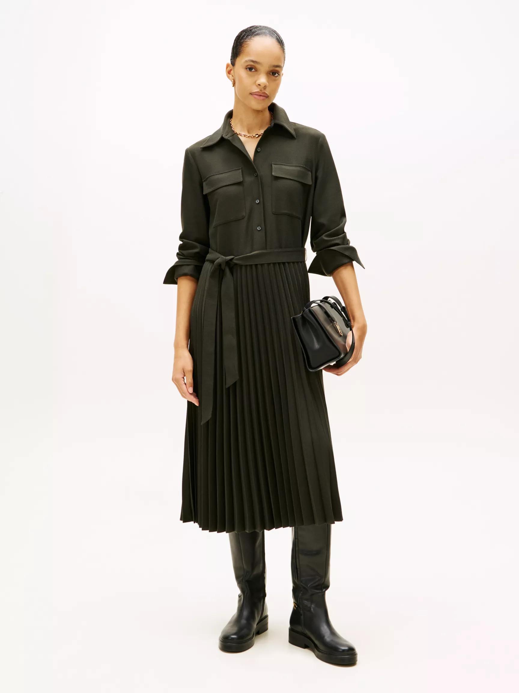 Belted Pleated Twill Shirtdress by TOMMY HILFIGER