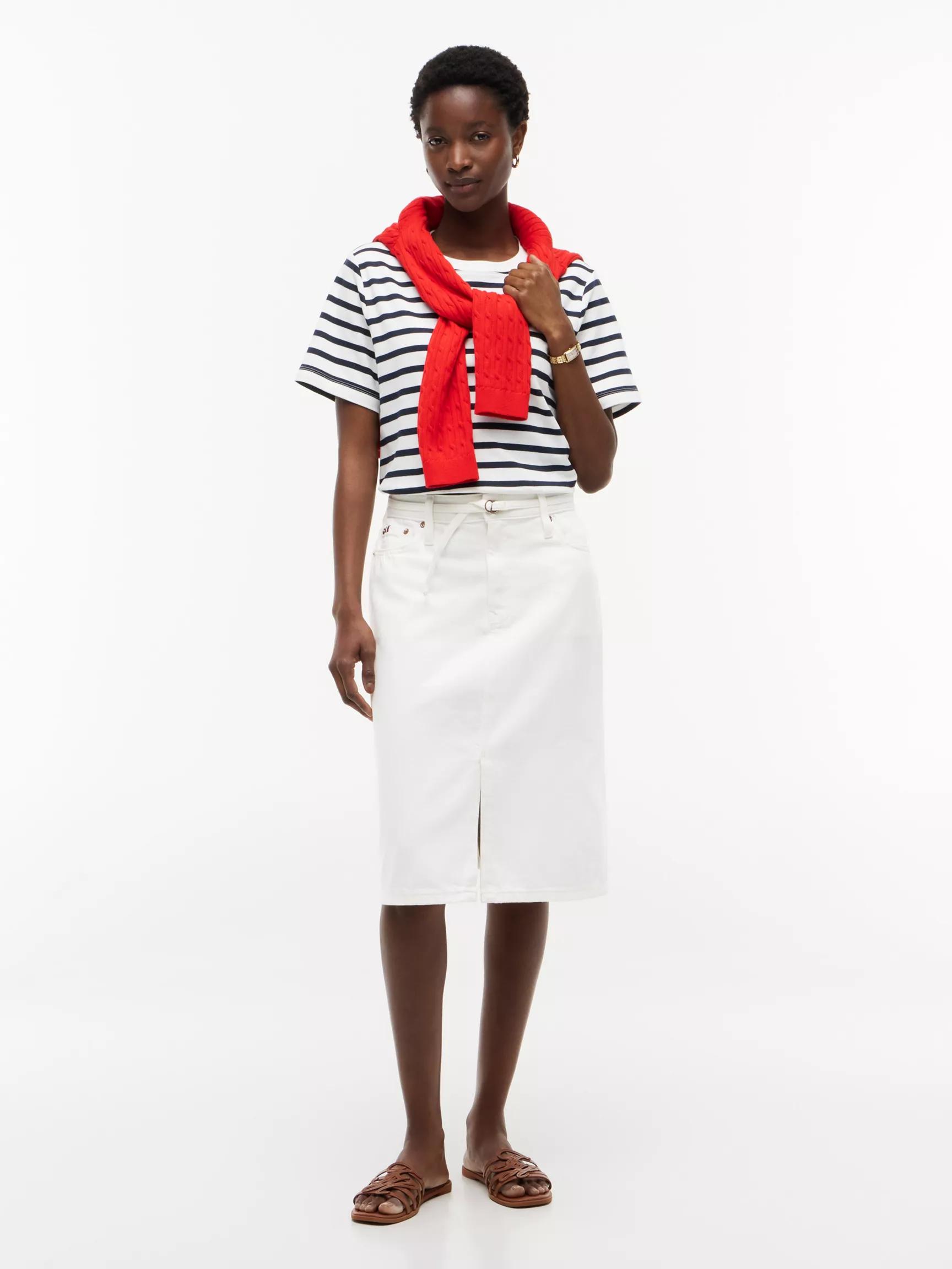 Belted White Denim Skirt by TOMMY HILFIGER