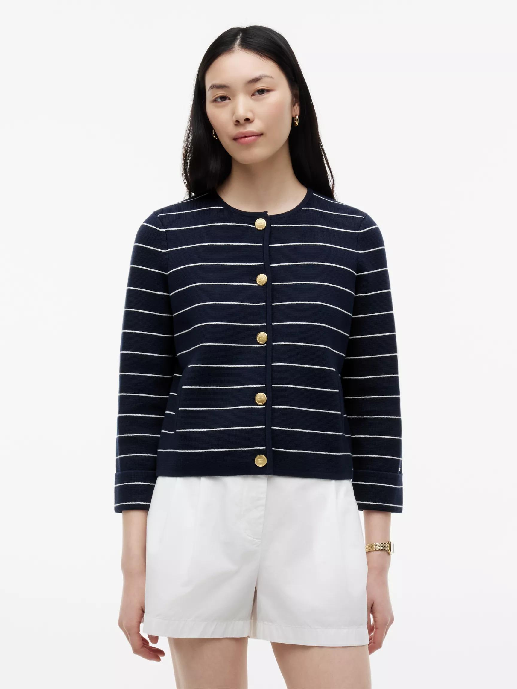 Boxy Fit Gold-Button Striped Cardigan by TOMMY HILFIGER