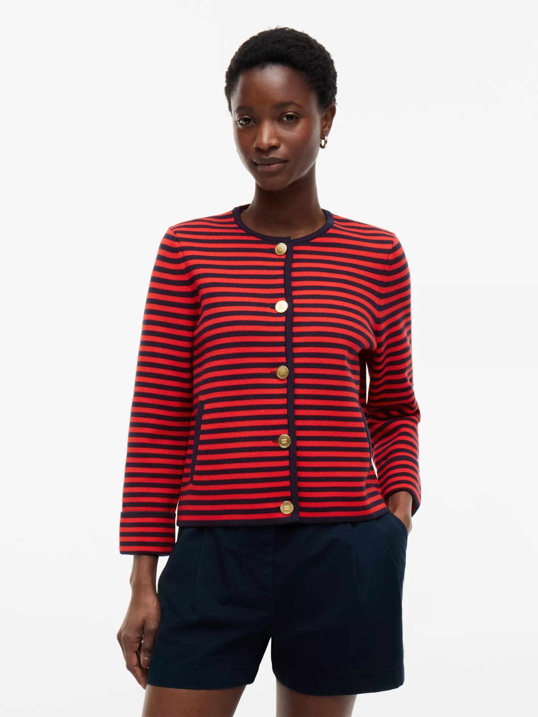 Boxy Fit Gold-Button Striped Cardigan by TOMMY HILFIGER