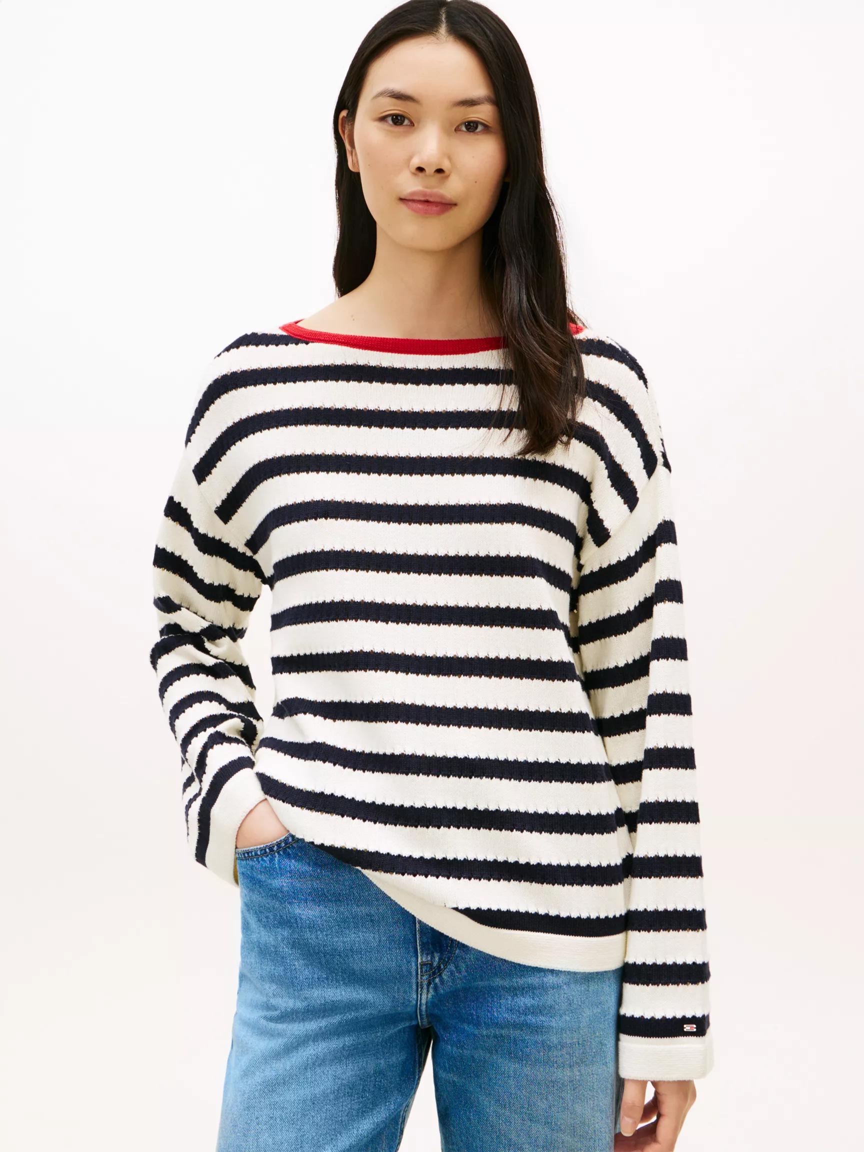 Breton Stripe Pointelle Boatneck Sweater by TOMMY HILFIGER