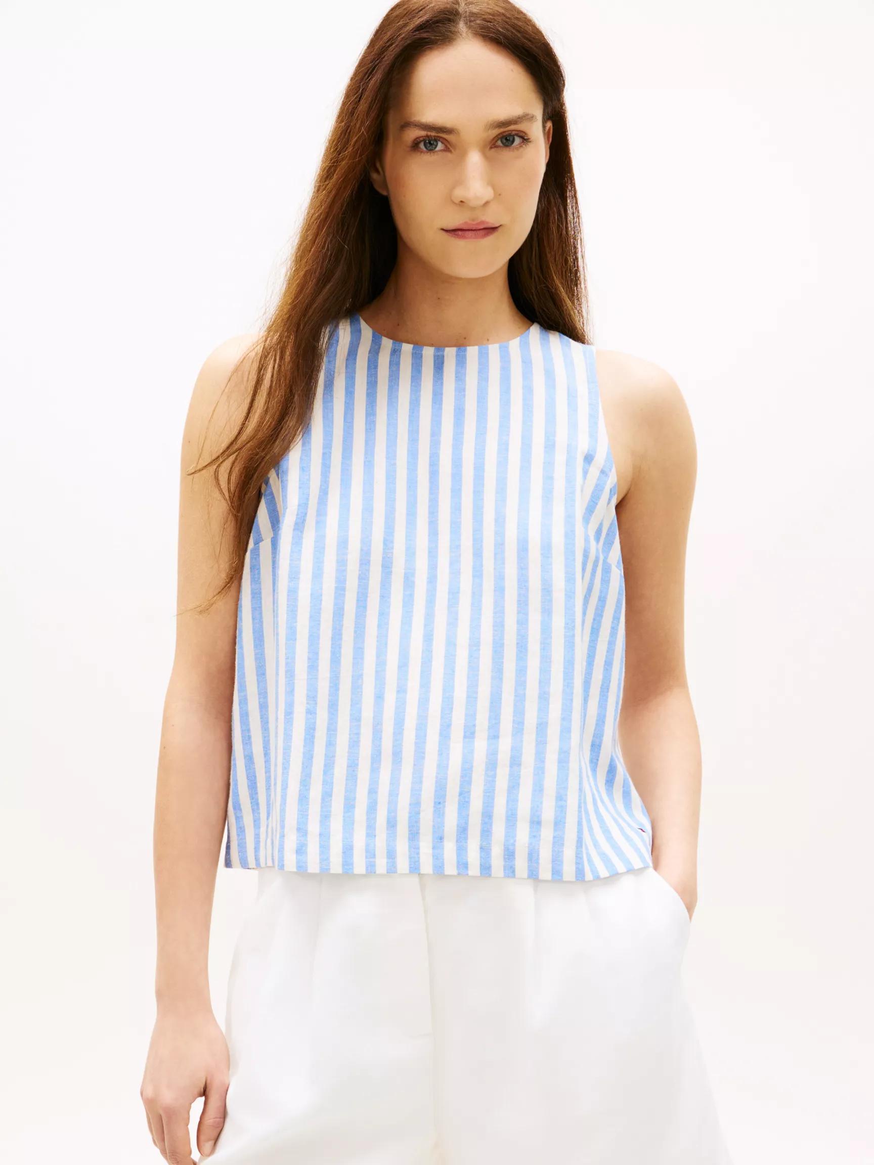 Buttoned-Back Linen-Blend Tank Top by TOMMY HILFIGER