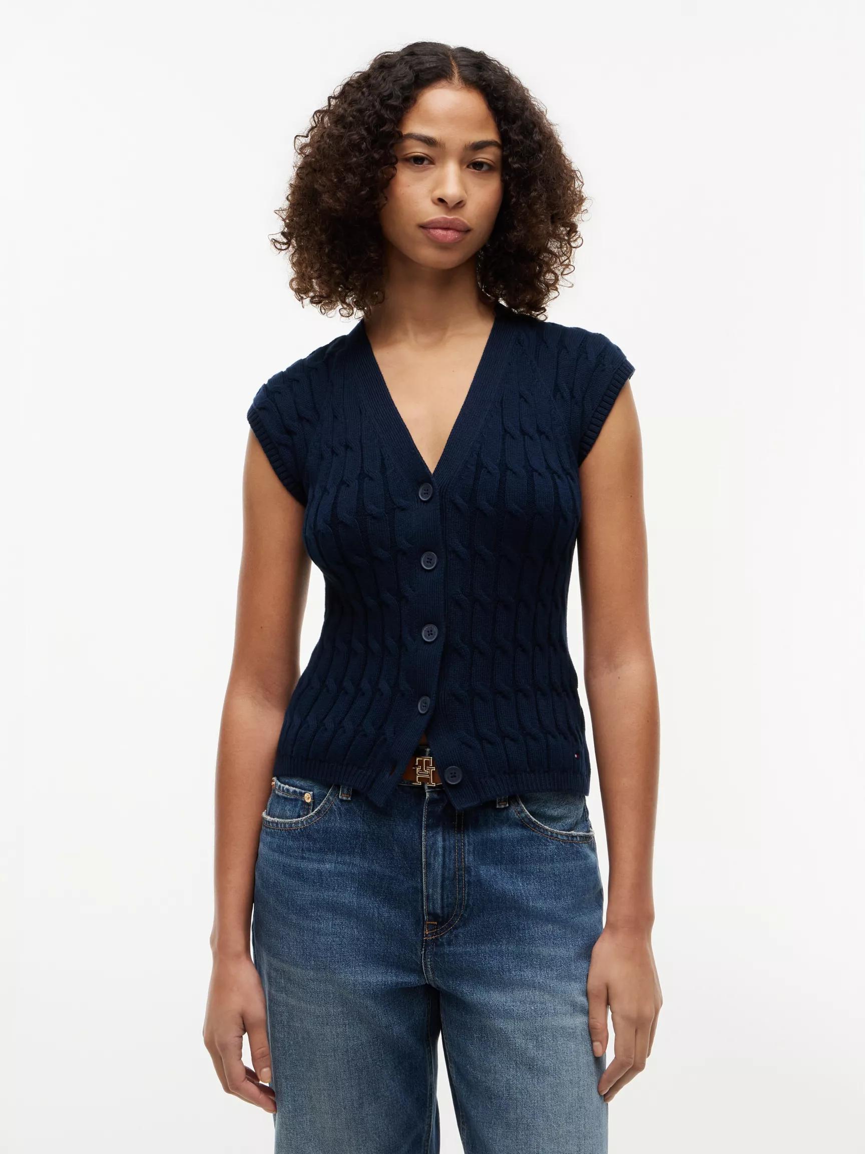 Cable Knit Cardigan Vest by TOMMY HILFIGER