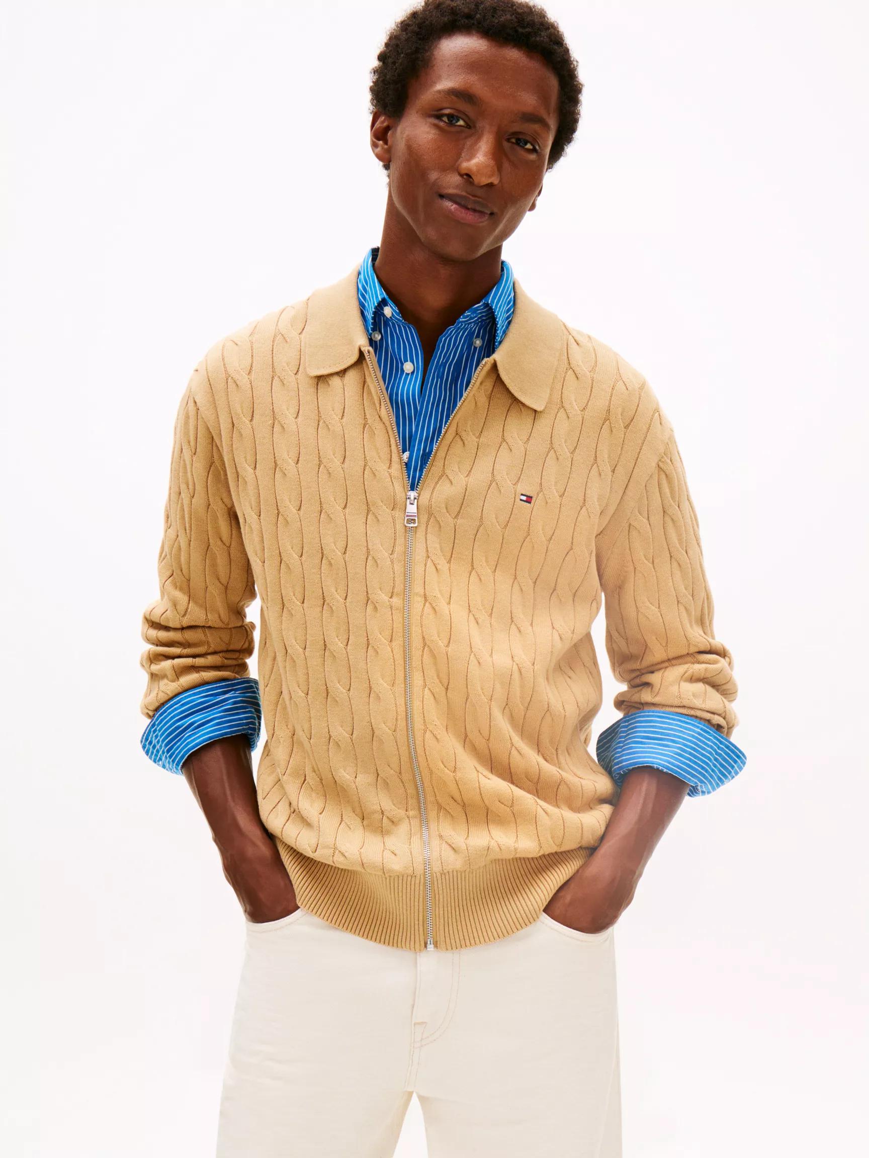 Cable Knit Zip Polo Cardigan by TOMMY HILFIGER