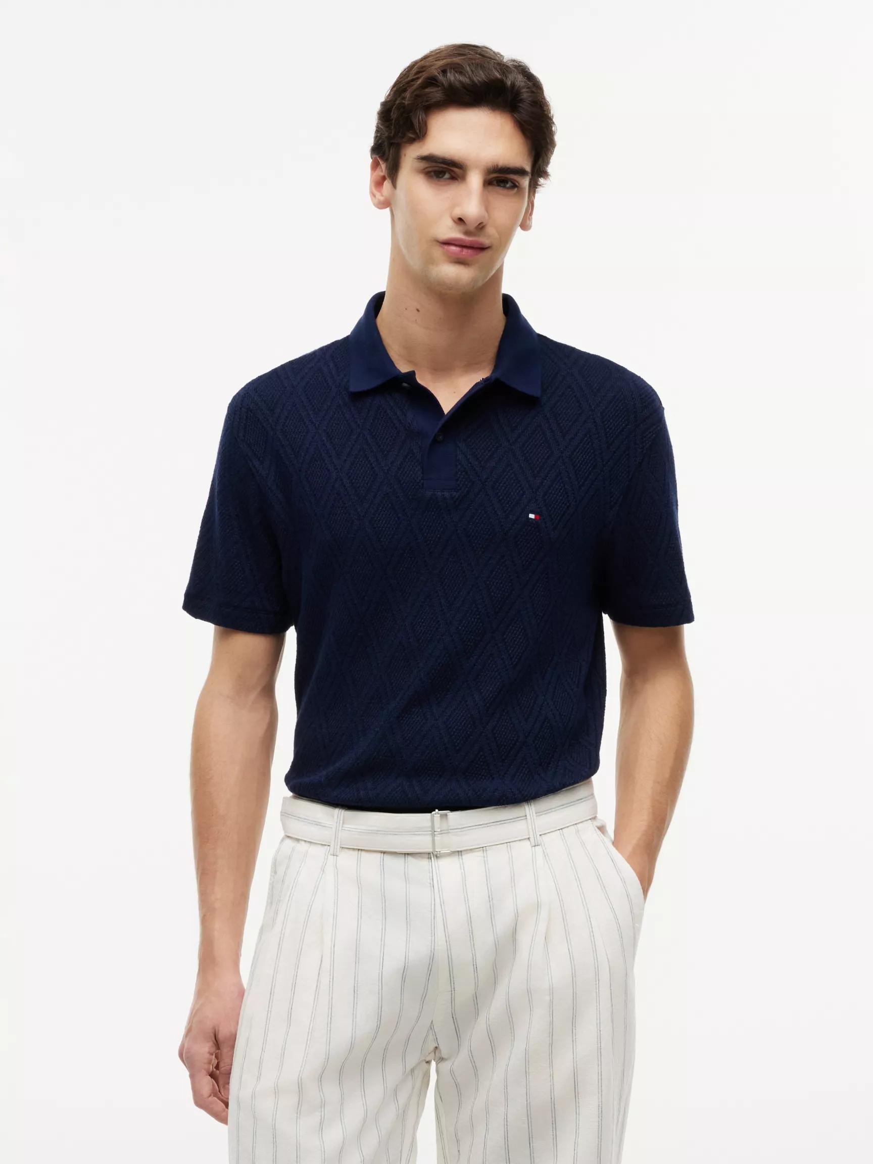 Classic Fit Textured Jacquard Polo by TOMMY HILFIGER