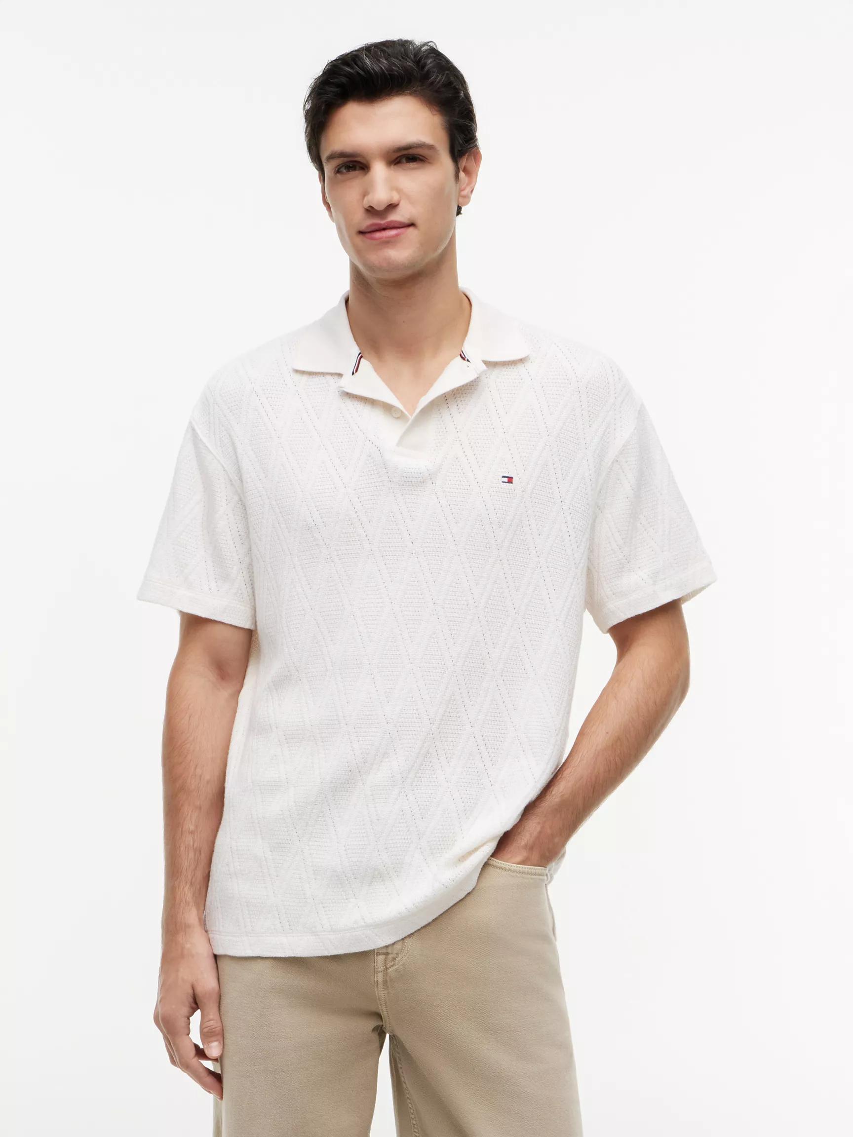 Classic Fit Textured Jacquard Polo by TOMMY HILFIGER