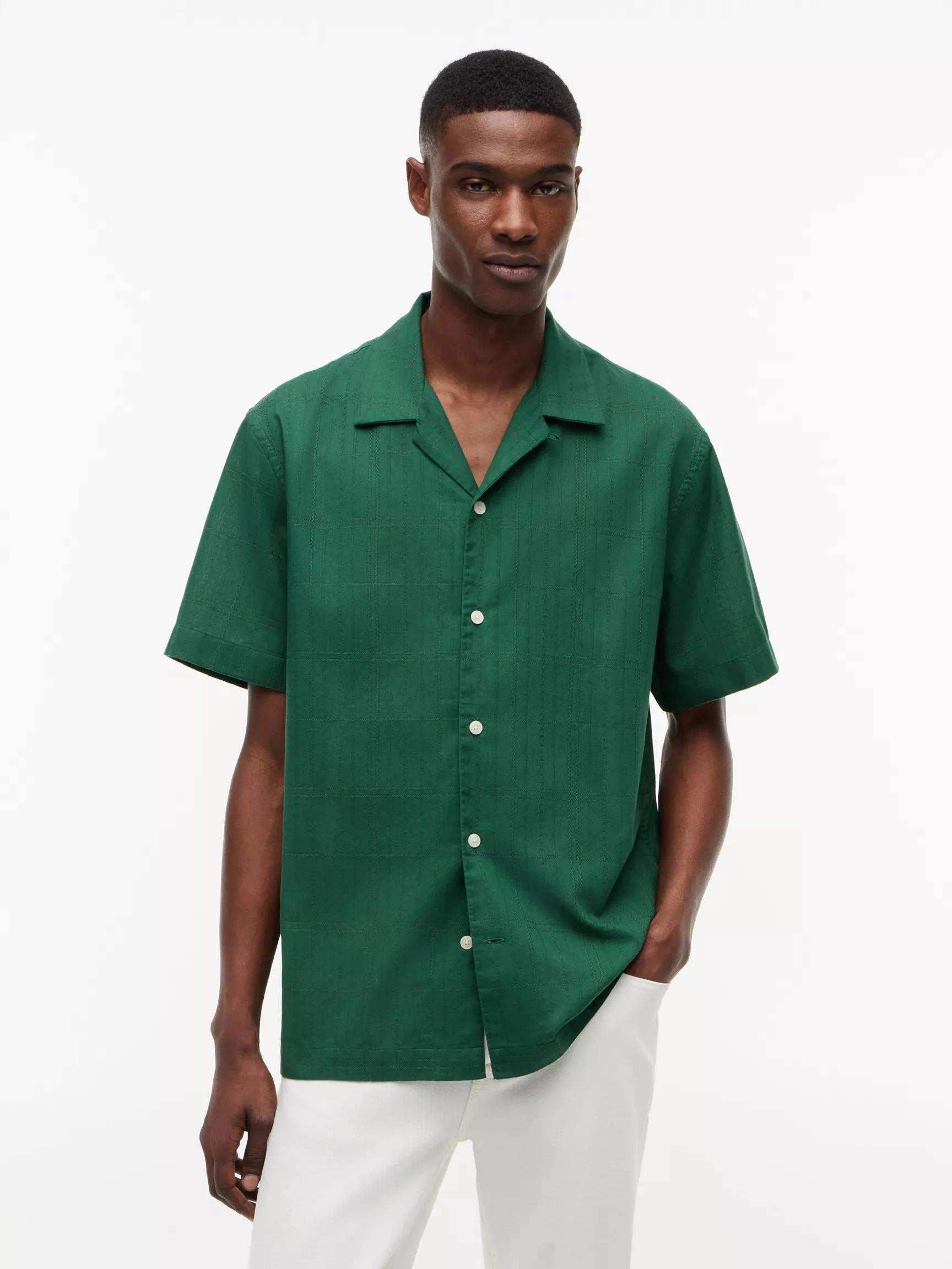 Classic Fit Windowpane Dobby Camp Shirt by TOMMY HILFIGER