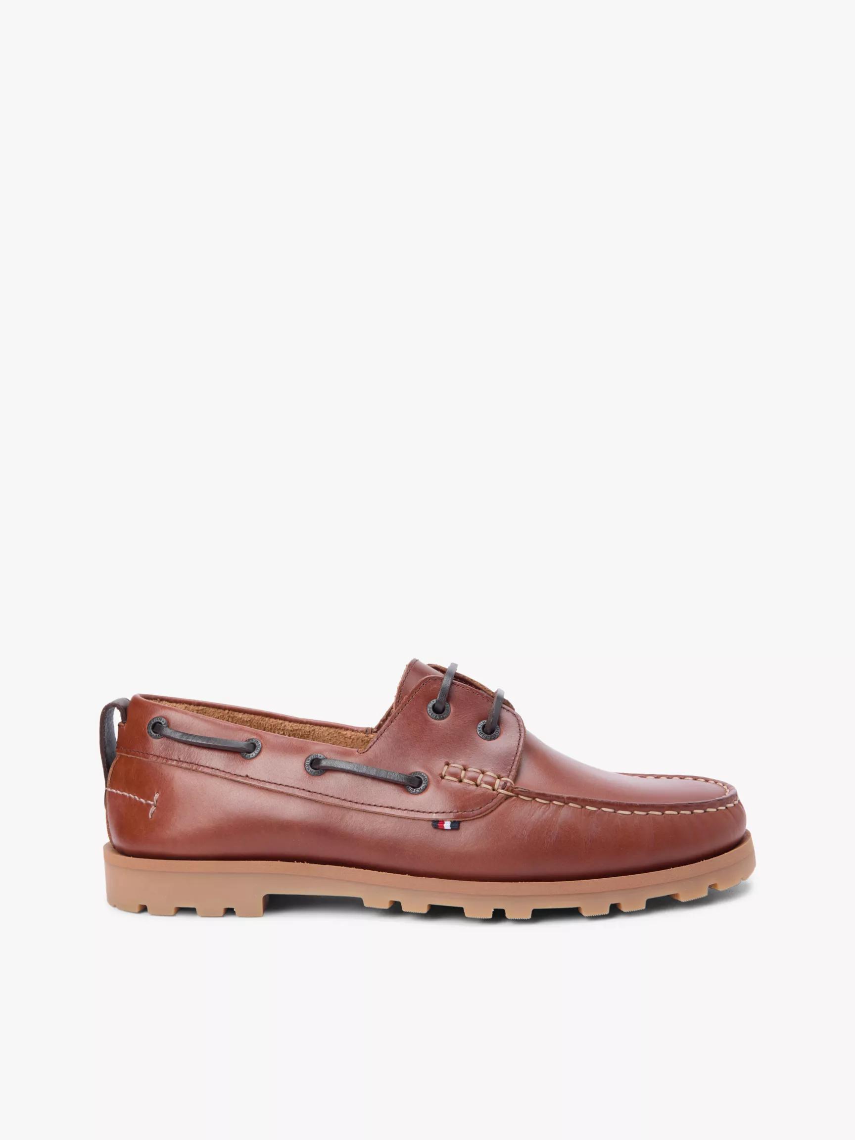 Cleated Lightweight Leather Boat Shoe by TOMMY HILFIGER