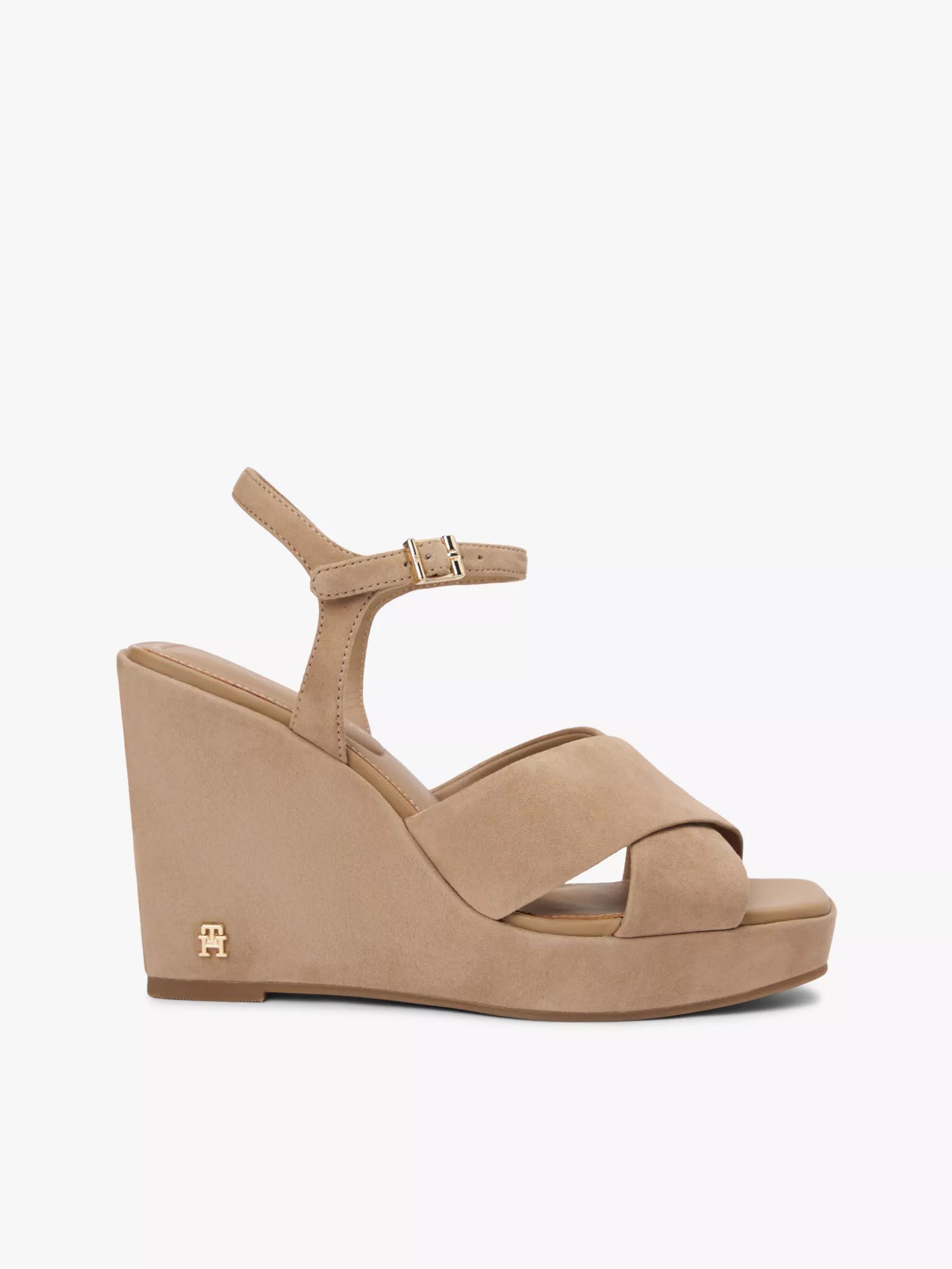 Crossed-Strap Suede Wedge Sandal by TOMMY HILFIGER