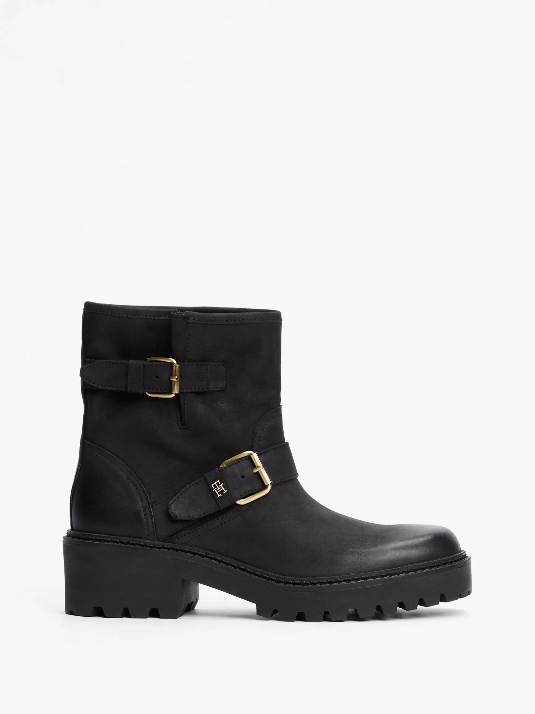 Double Buckle Leather Biker Boot by TOMMY HILFIGER