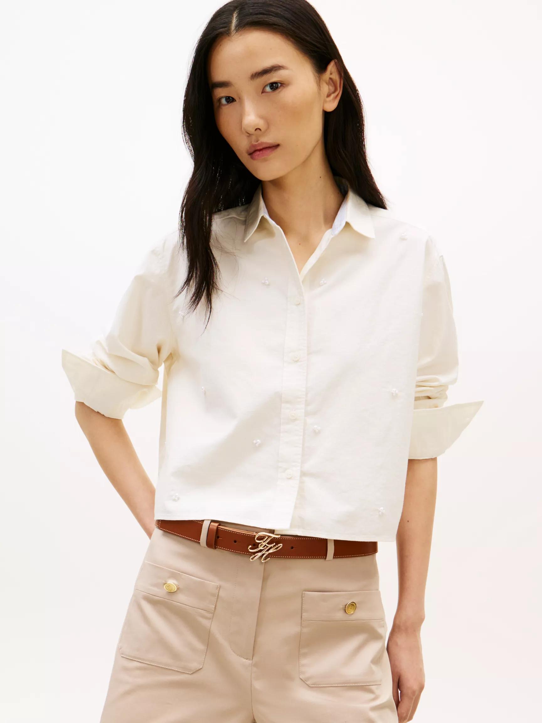 Embellished Cropped Poplin Shirt by TOMMY HILFIGER