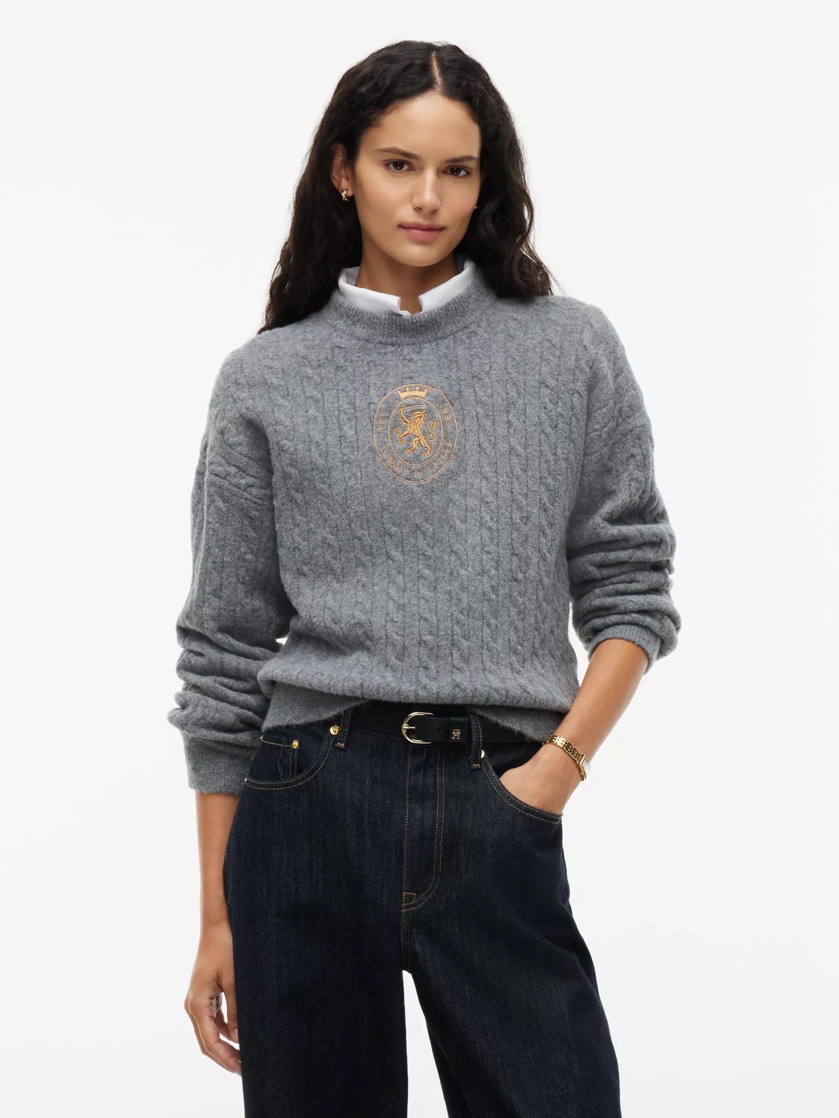 Embroidered Crest Cable Knit Sweater by TOMMY HILFIGER