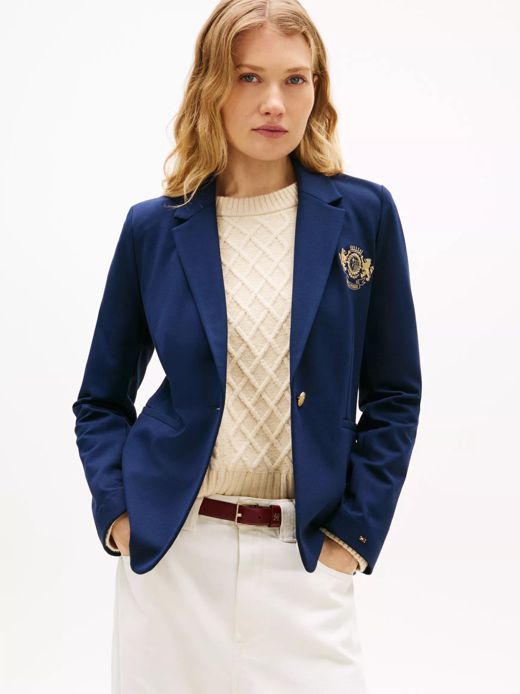 Embroidered Crest Logo Ponte Blazer by TOMMY HILFIGER