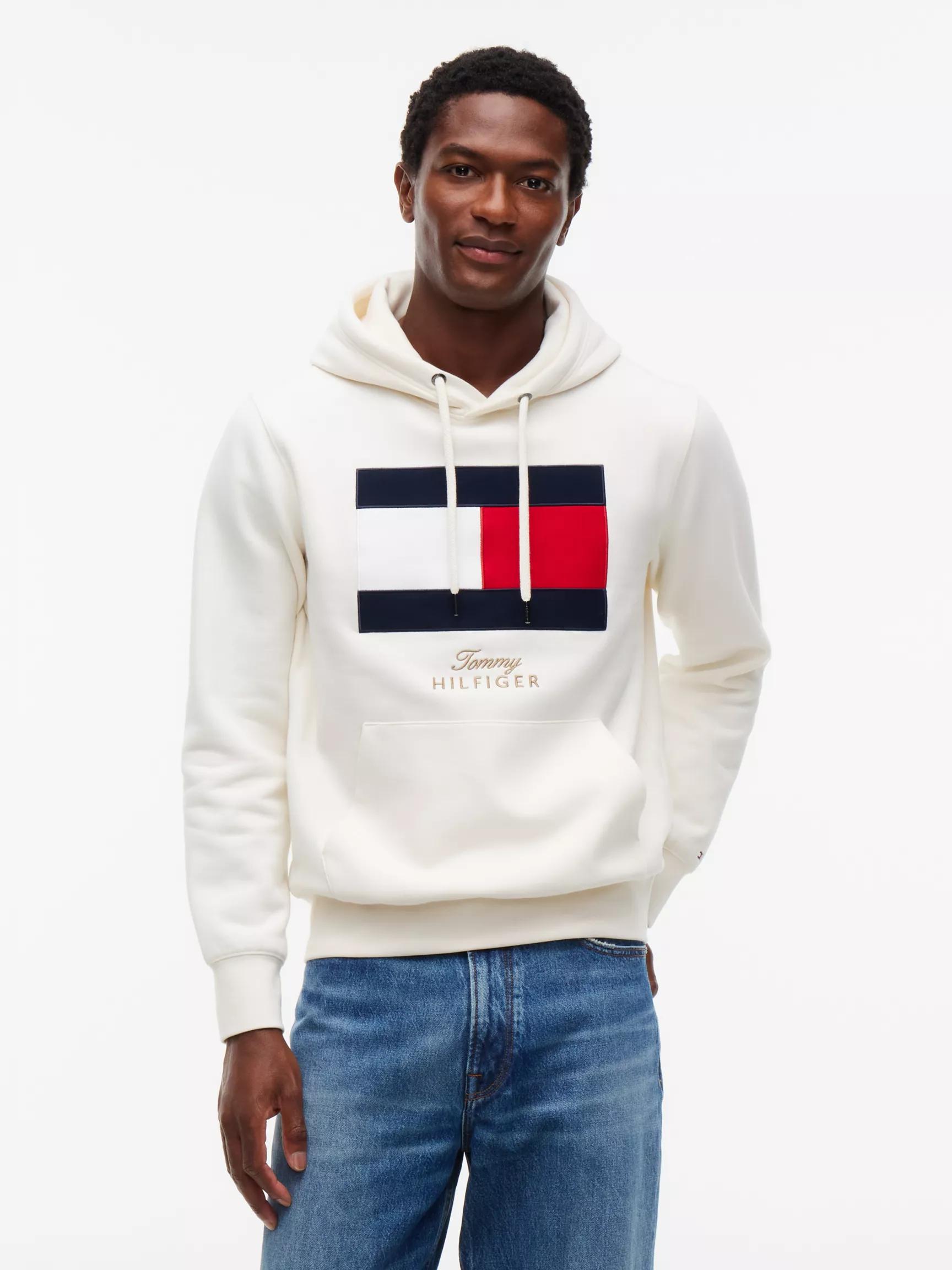 Embroidered Flag Logo Fleece Hoodie by TOMMY HILFIGER