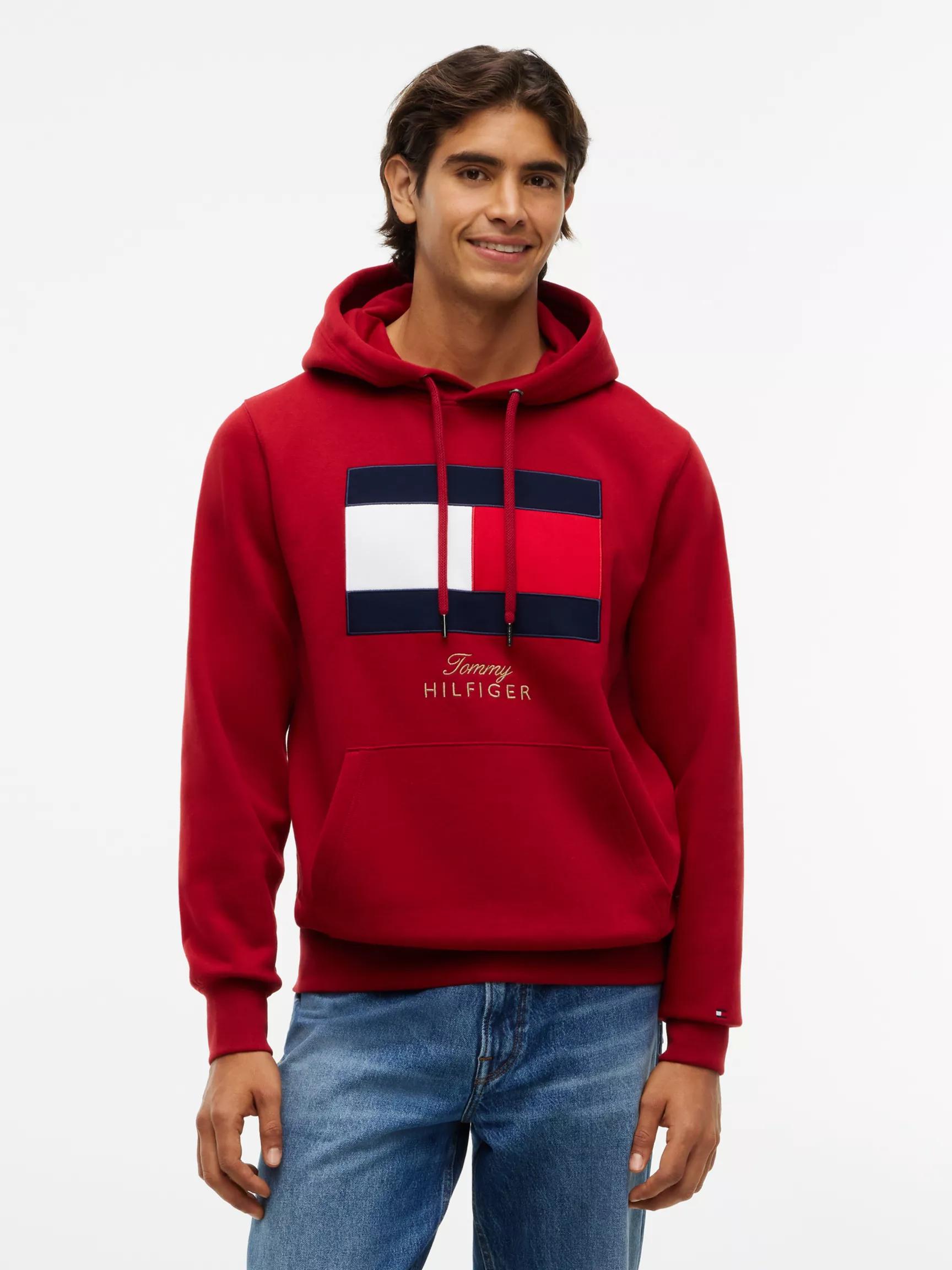 Embroidered Flag Logo Fleece Hoodie by TOMMY HILFIGER